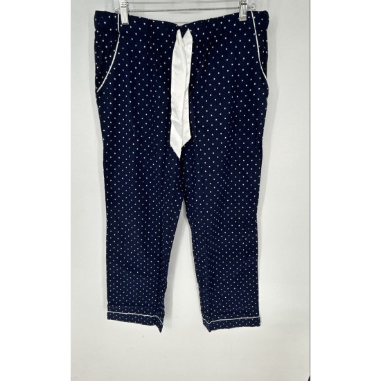 York & Co Womens Blue Cotton Polka Dot Sleepwear Pajama Pants Size Medium