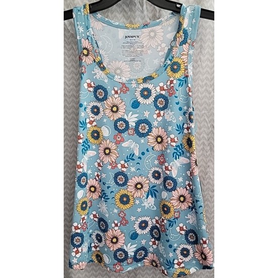 Sleepwear Pajama Top Floral Blue Women's Medium 8-10 Tank
