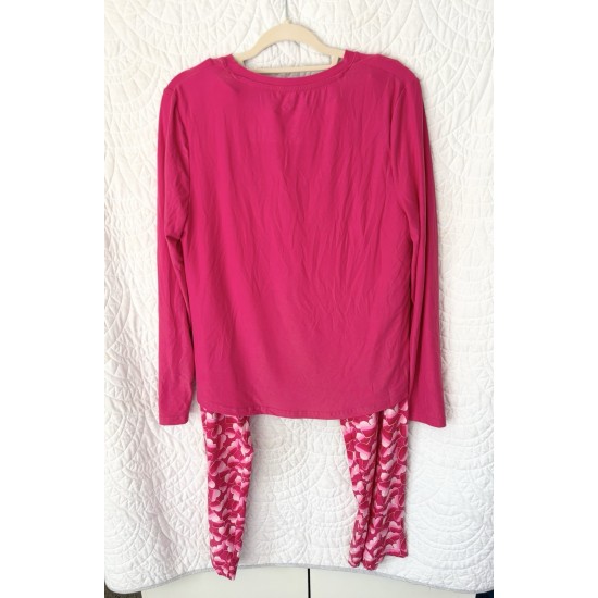 Conjunto de Pajamas Pantalón Pajamas Rojo Rosa Corazones GRANDE