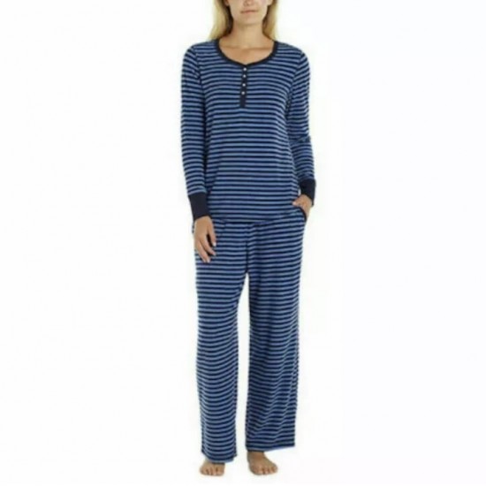 Conjunto de Pajamas para Women micro Fleece elástico rayas azules 2XL XXL