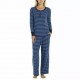 Conjunto de Pajamas para Women micro Fleece elástico rayas azules 2XL XXL