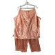Pajama Set Women 3X Orange Floral Cami Top Capri Satin Lounge