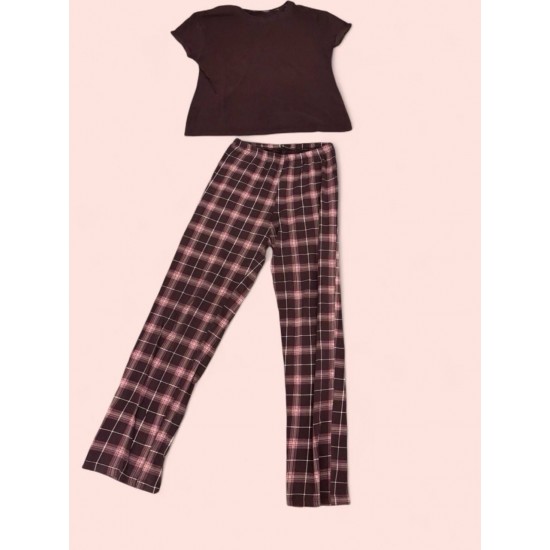 women’s cotton long summer pyjama set purple