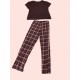 women’s cotton long summer pyjama set purple
