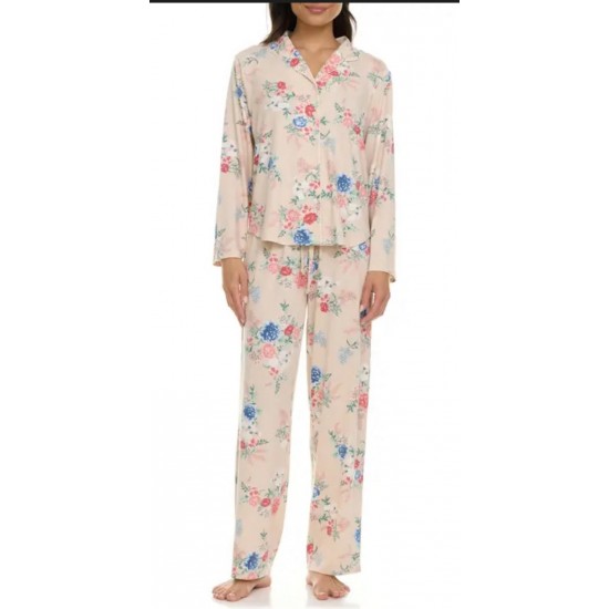 Juego de Pajamas FN by de 2 piezas para Women rosa medio floral súper suave Pajamas