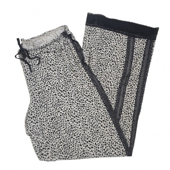 Pantalones de Pajamas con ojales mezcla modal blanco coqueta mediano