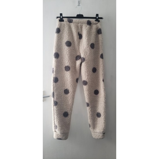 Women's Warm Fleece Pyjama Bottoms Size 8/10 Beige Mix
