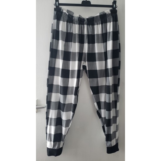 Women's Black & White Check Pyjama Bottoms Elastic Waist And Ankles Size Large