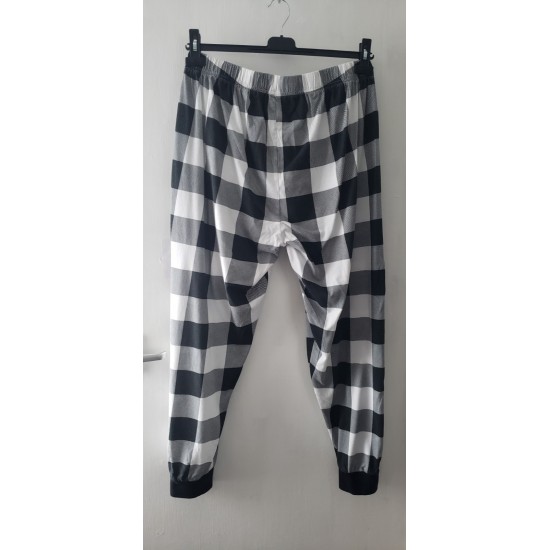 Women's Black & White Check Pyjama Bottoms Elastic Waist And Ankles Size Large